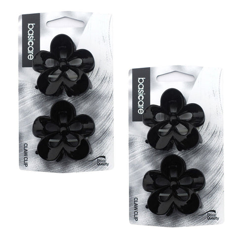 Basicare Black Flower Hair Clips Pack of 2 Secure Stylish Claw Accessories