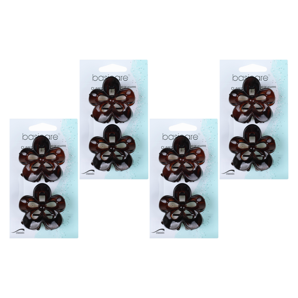 Basicare Flower Claw Hair Clips Bundle of 4 Durable Stylish Hair Accessories