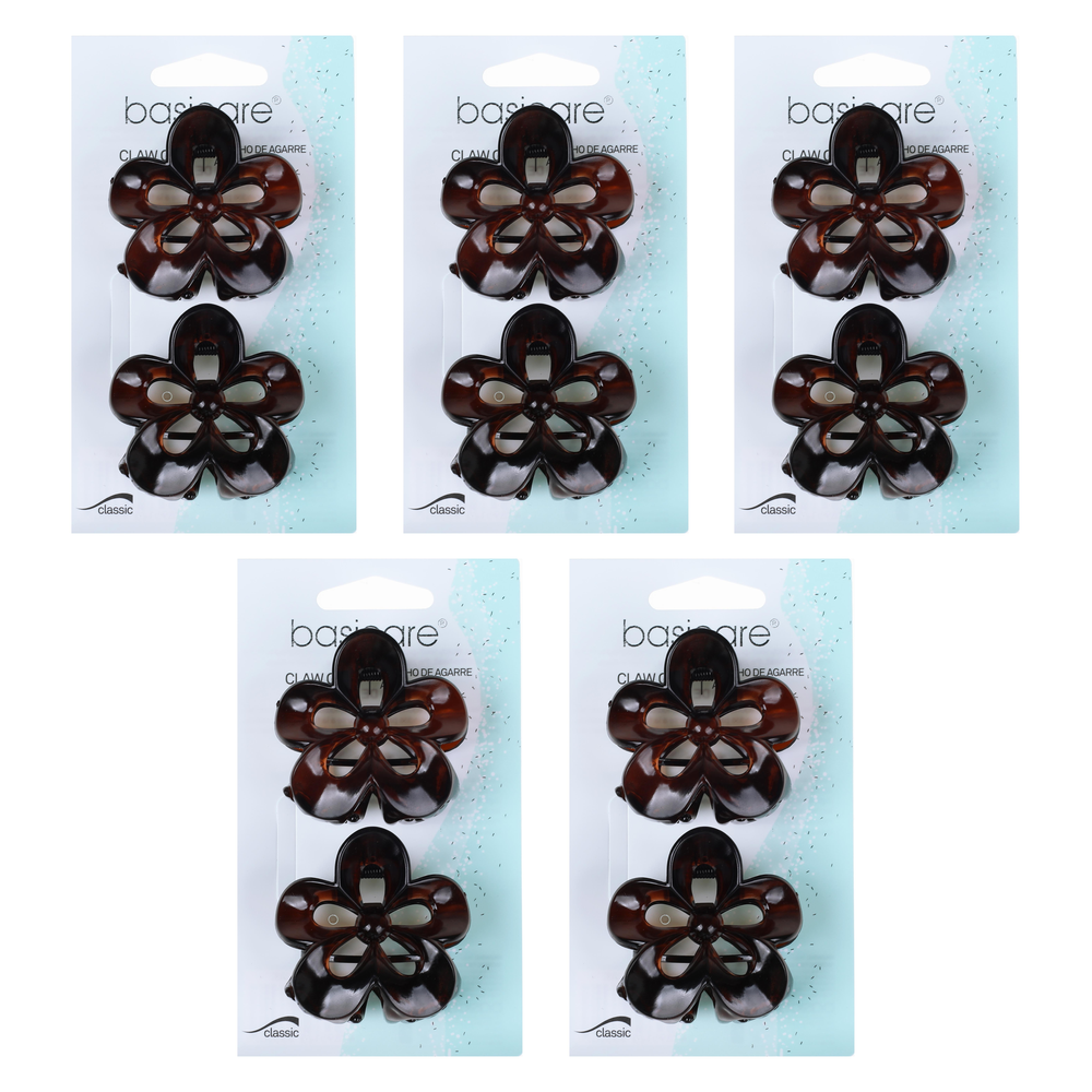 Basicare Flower Hair Clip Bundle of 5 Durable Claw Hair Accessories