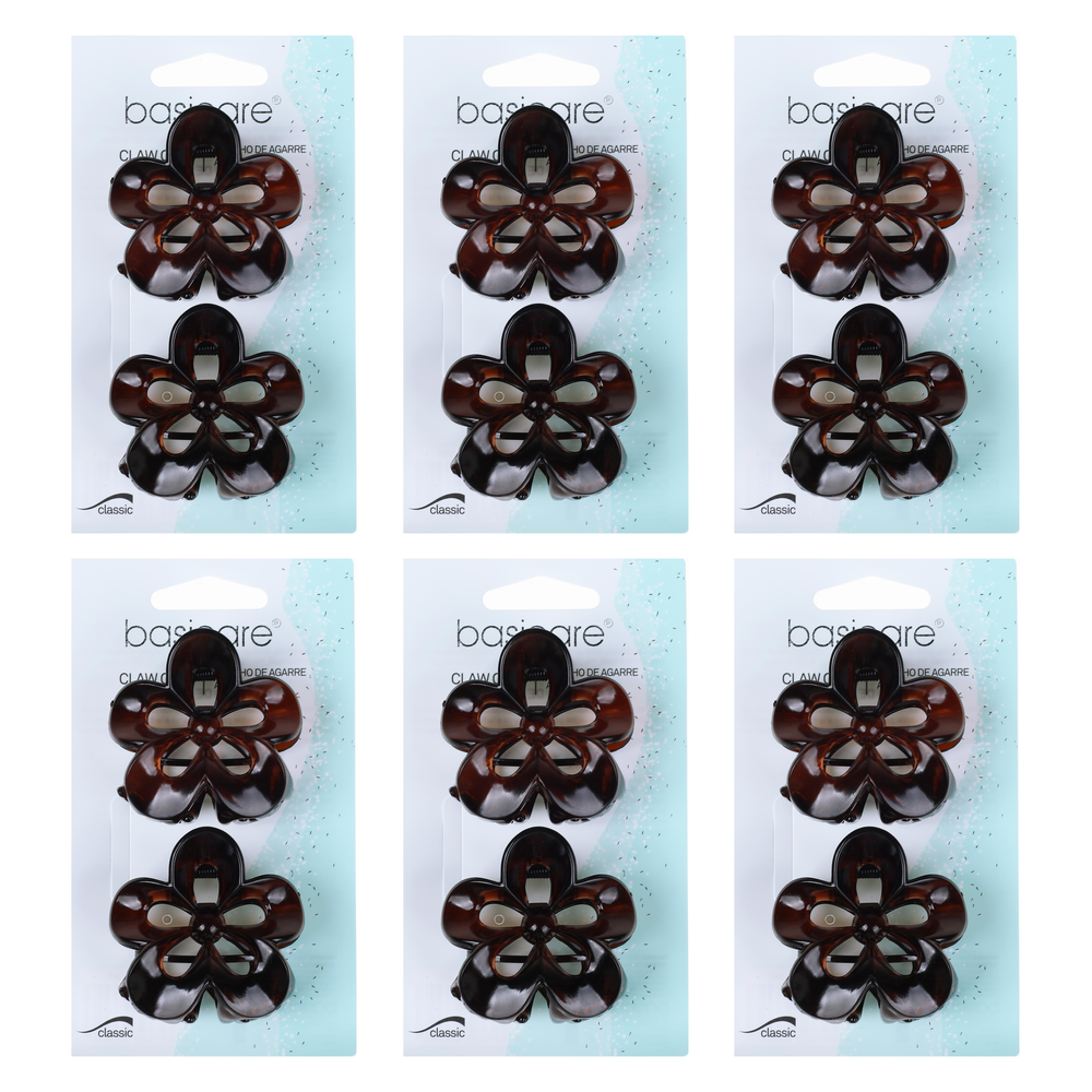 Basicare Flower Claw Hair Clip Pack of 2 Bundle of 6 Stylish Durable