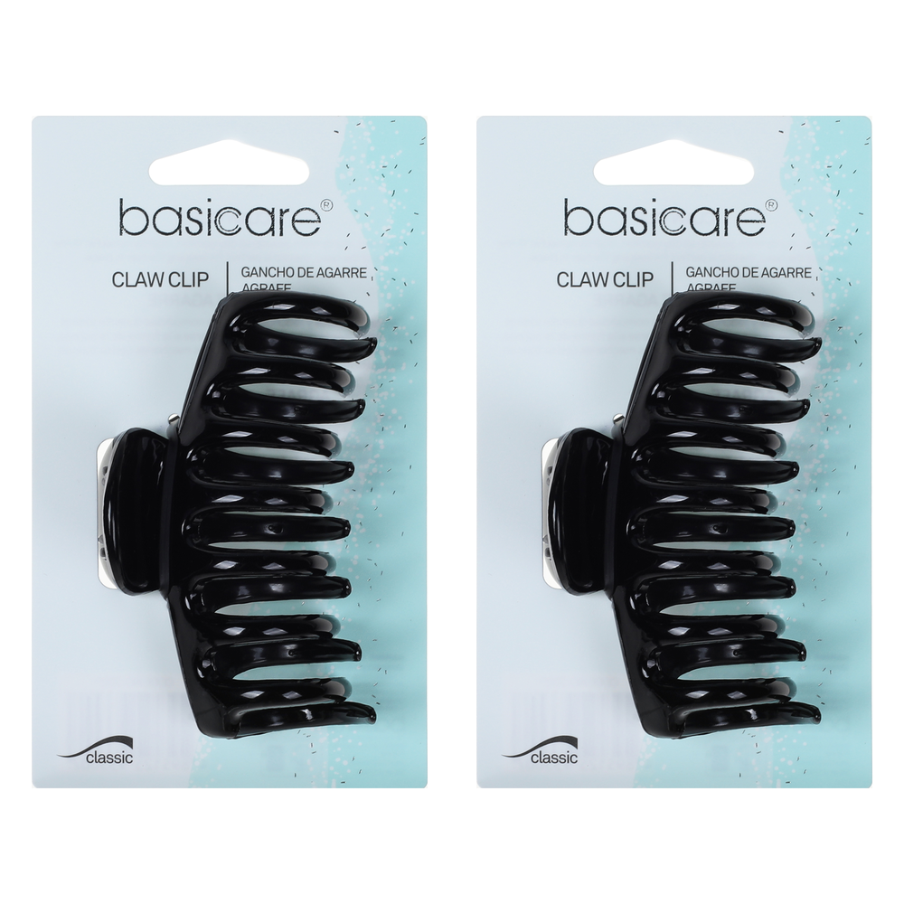 Basicare Large Black 9cm Hair Claw Clip Strong Durable Pack of 2