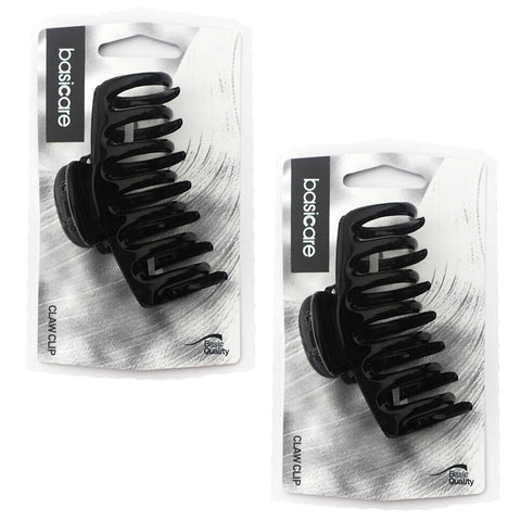 Basicare Large Black 9cm Hair Claw Clip Strong Durable Pack of 2
