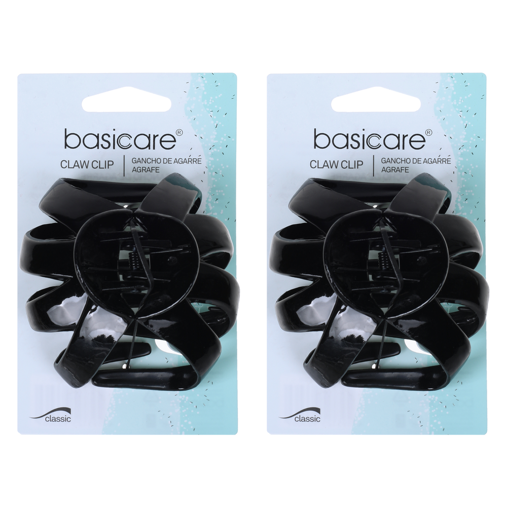Basicare Black Octopus Claw Hair Clip 8.5cm Bundle of 2 Strong Hold