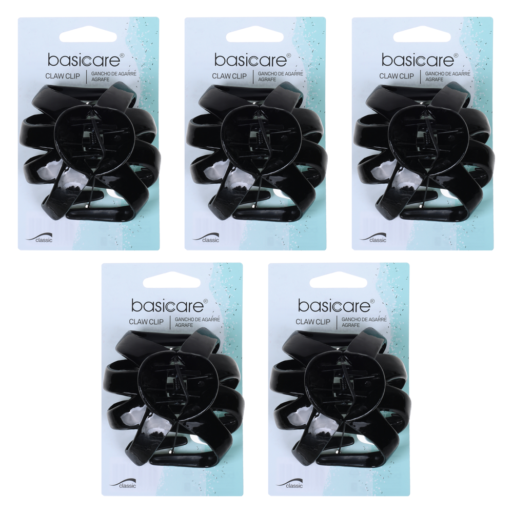 Basicare Black Octopus Claw Hair Clip 8.5cm Pack of 5 Strong Hold