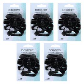 Basicare Black Octopus Claw Hair Clip 8.5cm Pack of 5 Strong Hold