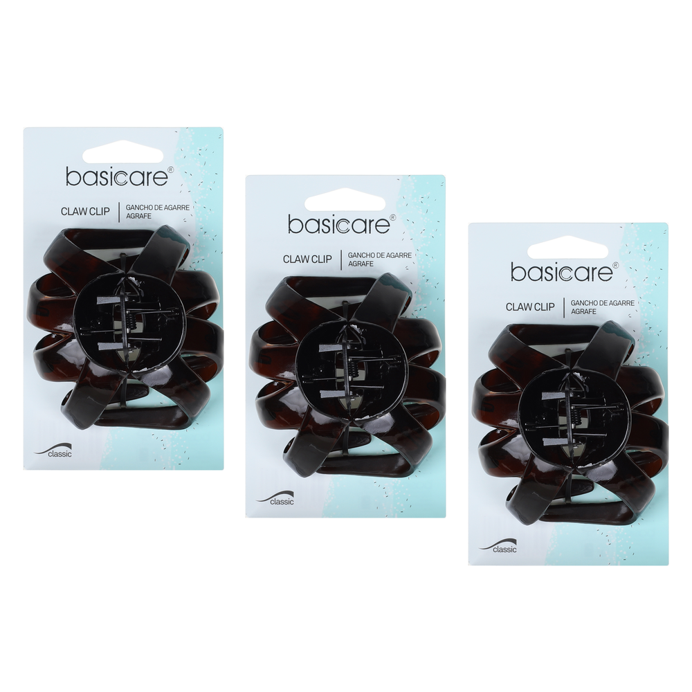 Basicare Octopus Claw Shell Hair Clip 8.5cm Pack of 3