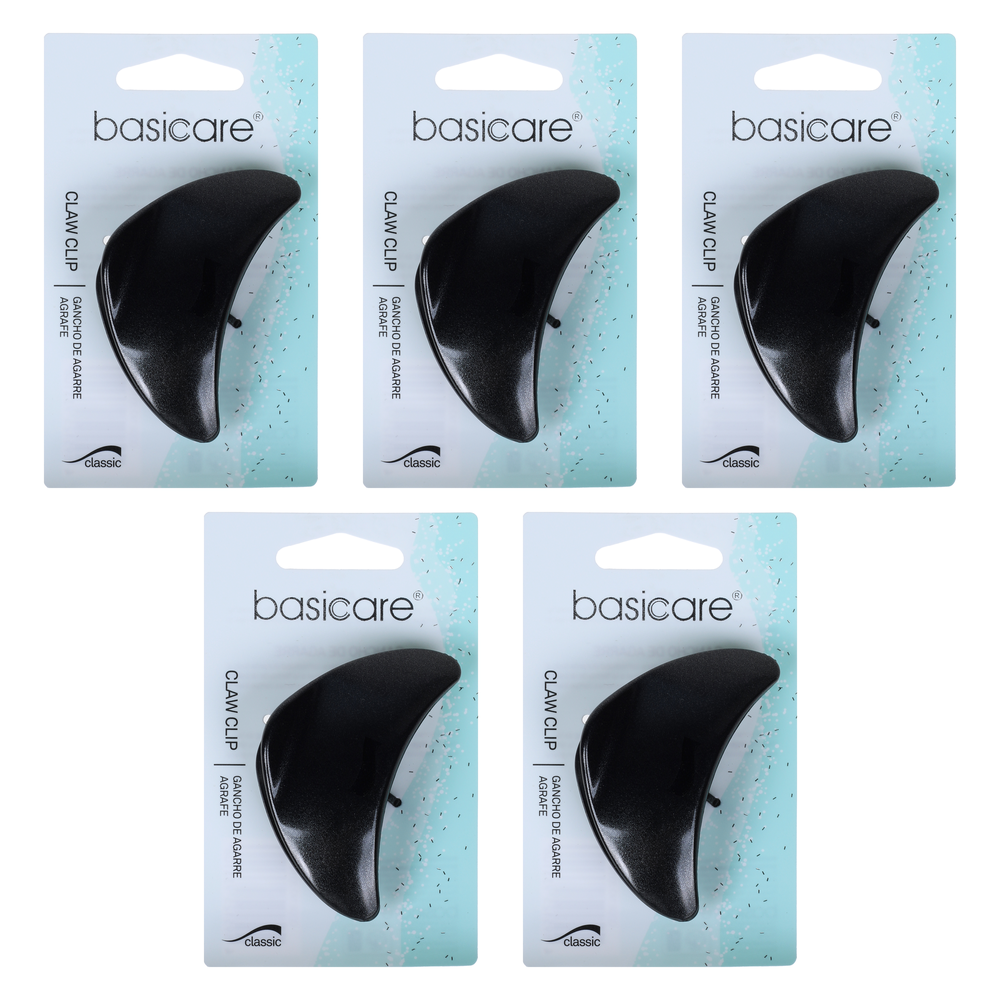 Basicare Claw Clip 7cm Black Strong Hold Hair Clip Bundle of 5