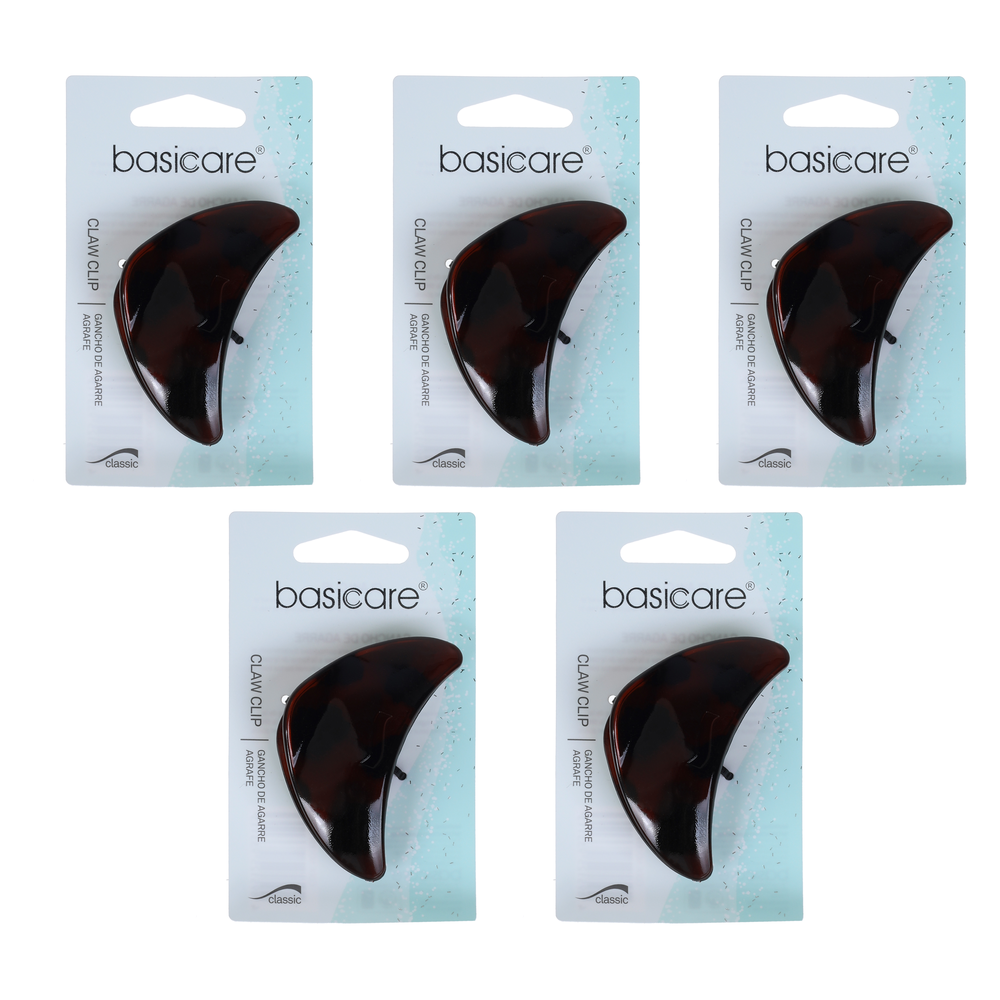 Basicare Claw Clip Iconoclass Green 7cm 5 Pack Strong Hold Hair Clip