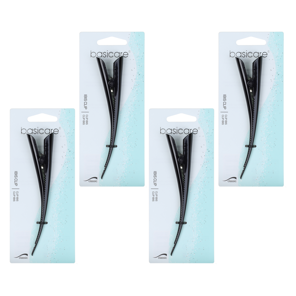 Basicare Ibis Metal Hair Clip Black 13cm Bundle of 4 Strong Durable Clips