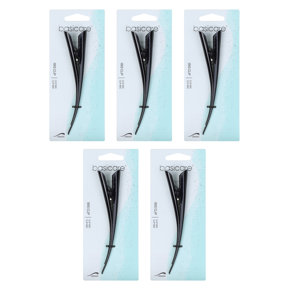 Basicare Ibis Metal Hair Clip Black 13cm Pack of 5 Strong Durable Hold