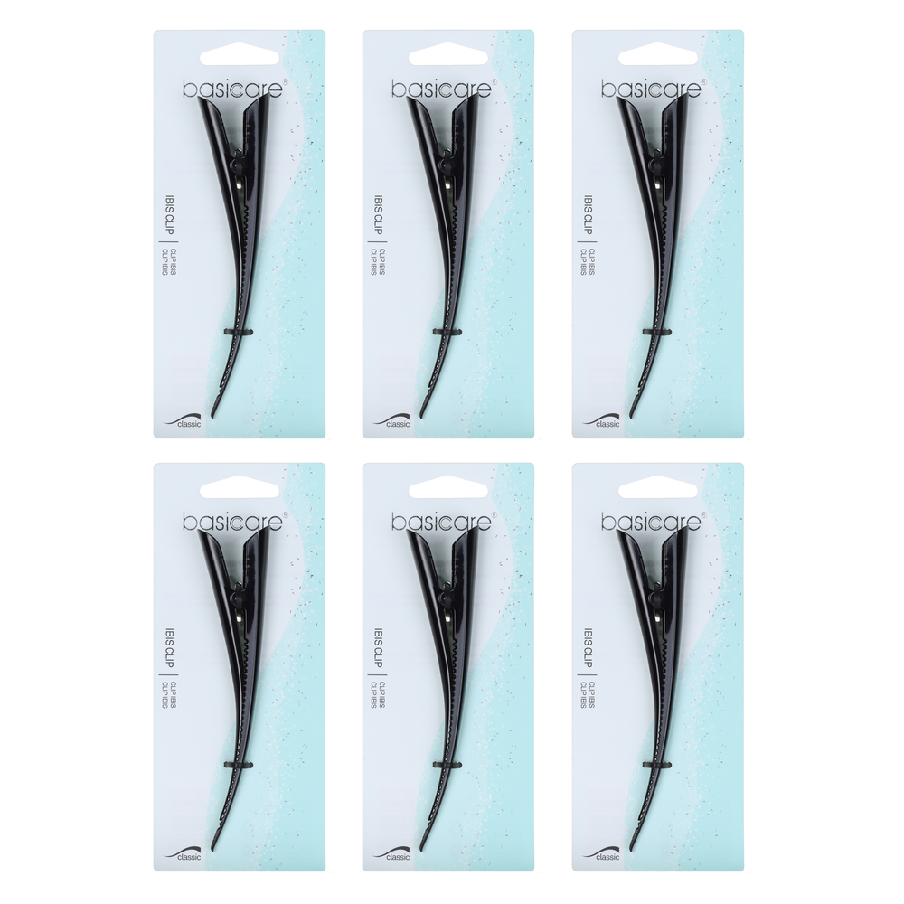Basicare Ibis Metal Hair Clip Black 13cm 6 Pack Strong Durable Hold
