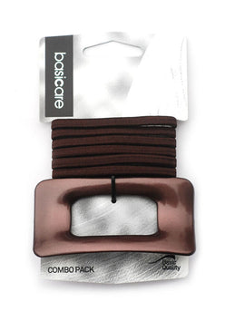 Basic Care Hair Clip with Elastic Hair Ties Combo Pack
