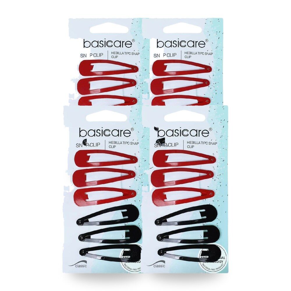 Basicare Snap Hair Clips 4.8cm Strong Secure Hold for Everyday Styling Pack of 4