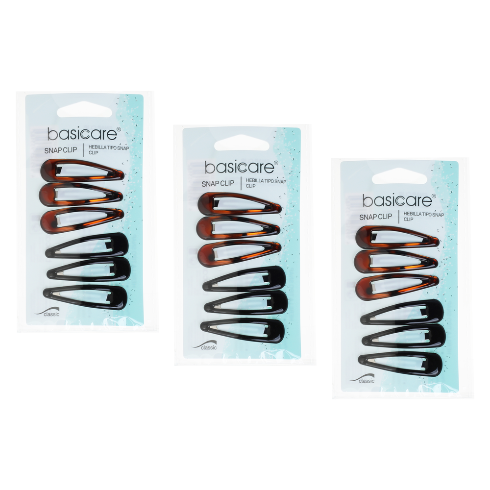 Basicare Shell Snap Hair Clips 4.8cm Bundle of 3 Secure Hold