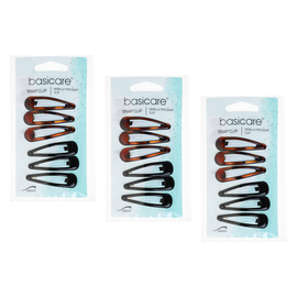 Basicare Shell Snap Hair Clips 4.8cm Bundle of 3 Secure Hold