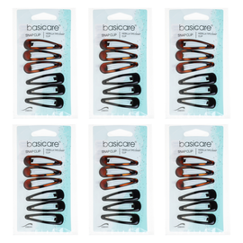 Basicare Shell Snap Hair Clips 4.8cm Bundle of 6 Secure Hold Pack