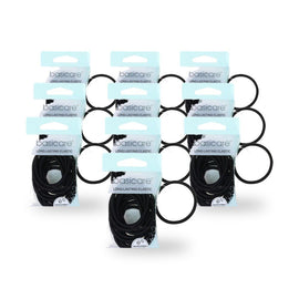 Basicare Snag Free Round Hair Elastics Black 12pcs Secure No Metal Hair Ties Bundle of 10