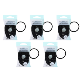 Basicare Snag Free Round Hair Elastics Black 12pc Pack Bundle of 5