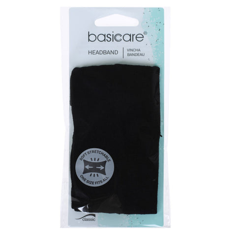 Basicare Black Adjustable Headband Hook and Loop Fastening for Hair Control