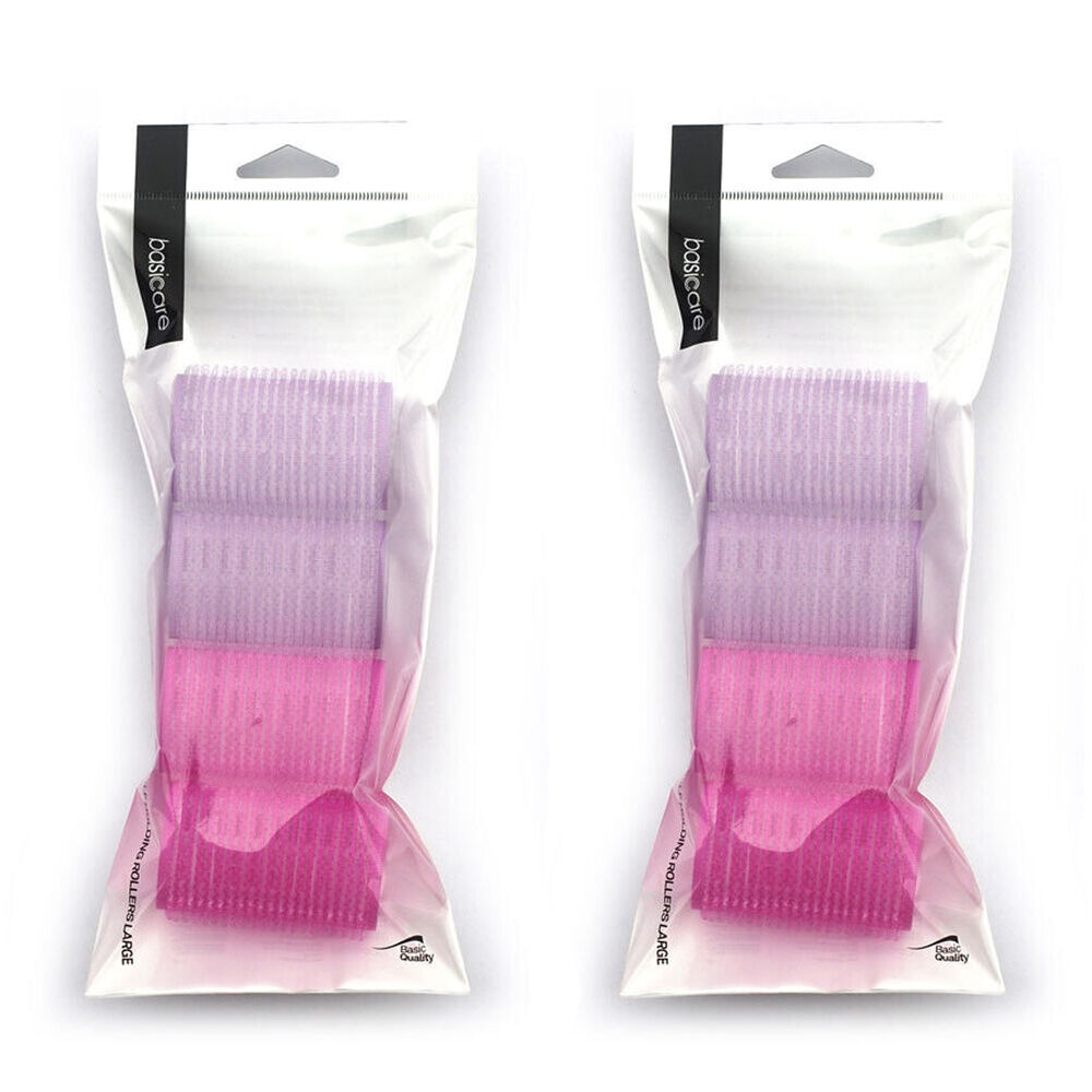 Basicare Self Holding Hair Rollers Large 4pc Set 6cm x 4cm