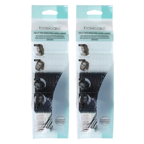 Basicare Self Holding Hair Rollers Large 4pc Set 6cm x 4cm