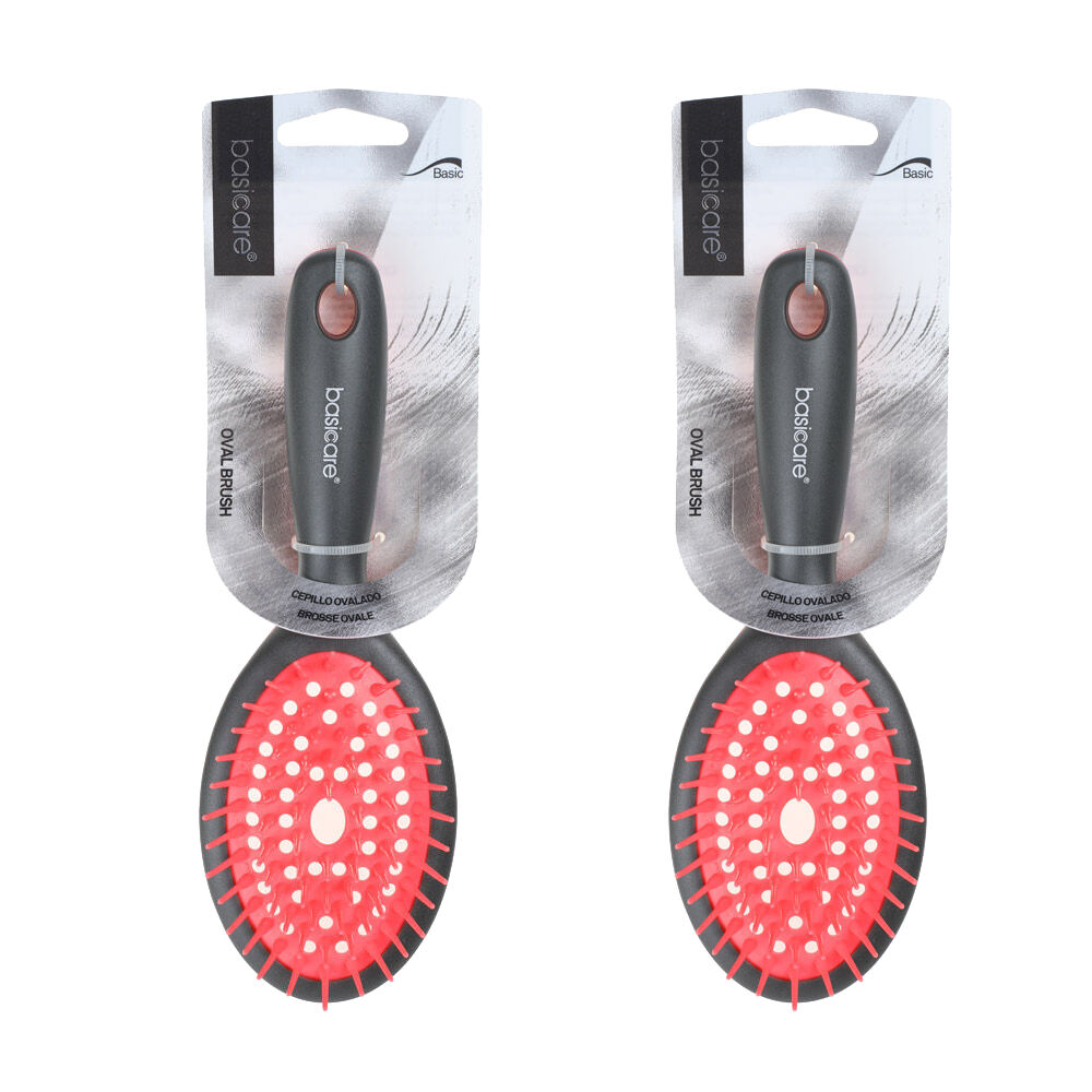 Basicare Oval Wet Brush Anti Static Cushion Ergonomic Handle Pack of 2