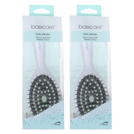 Basicare Oval Wet Brush Anti Static Cushion Ergonomic Handle Pack of 2