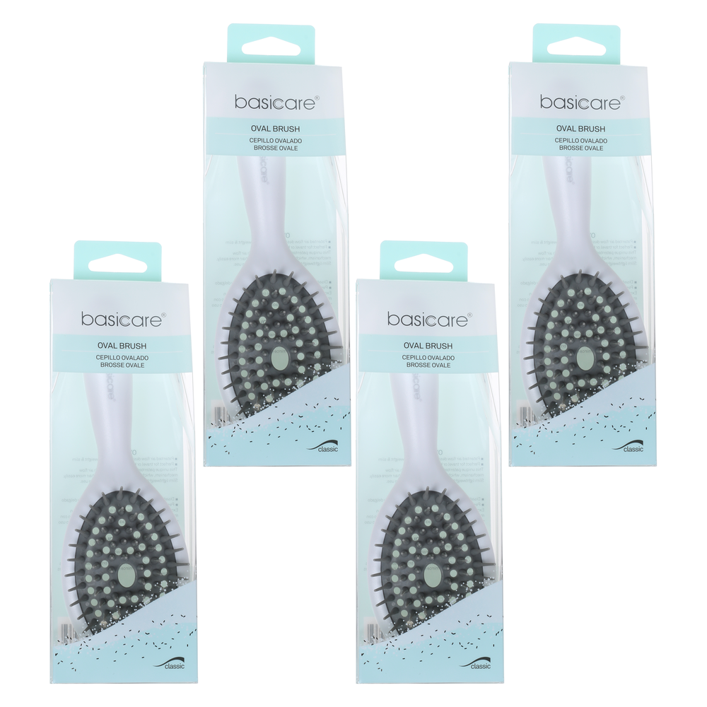 Basicare Oval Hair Wet Brush Anti Static Cushion Ergonomic Handle Bundle of 4