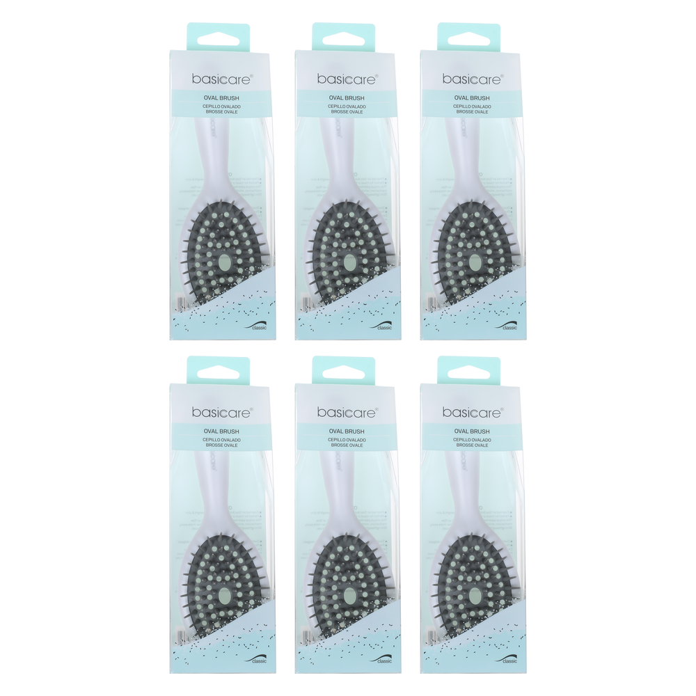 Basicare Oval Wet Hair Brush Anti Static Cushion Ergonomic Handle 6 Pack