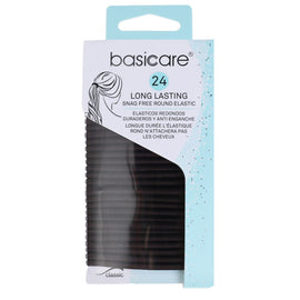 Basicare Elastic Brown Hair Bands 24pcs 4mm No Metal Tangle Free