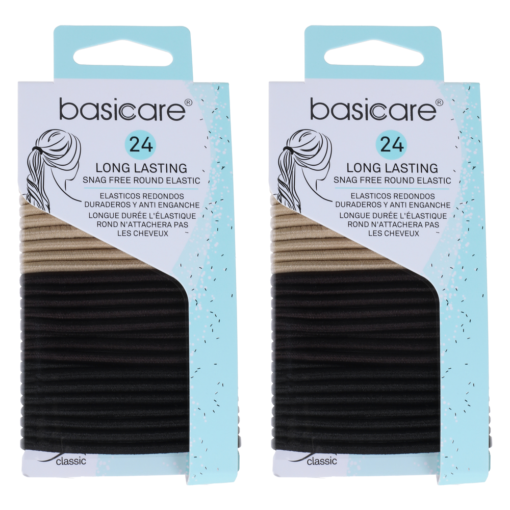 Basicare Multi Color Elastic Hair Bands 24pcs 4mm No Metal Snag Free x 2