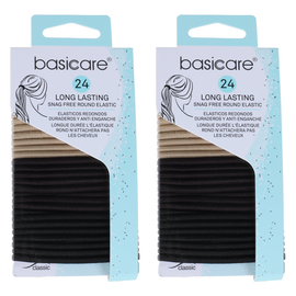 Basicare Multi Color Elastic Hair Bands 24pcs 4mm No Metal Snag Free x 2