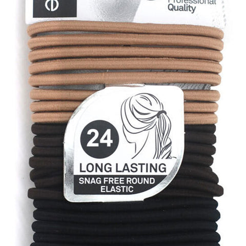 Basicare Multi Color Elastic Hair Bands 24pcs 4mm No Metal Snag Free