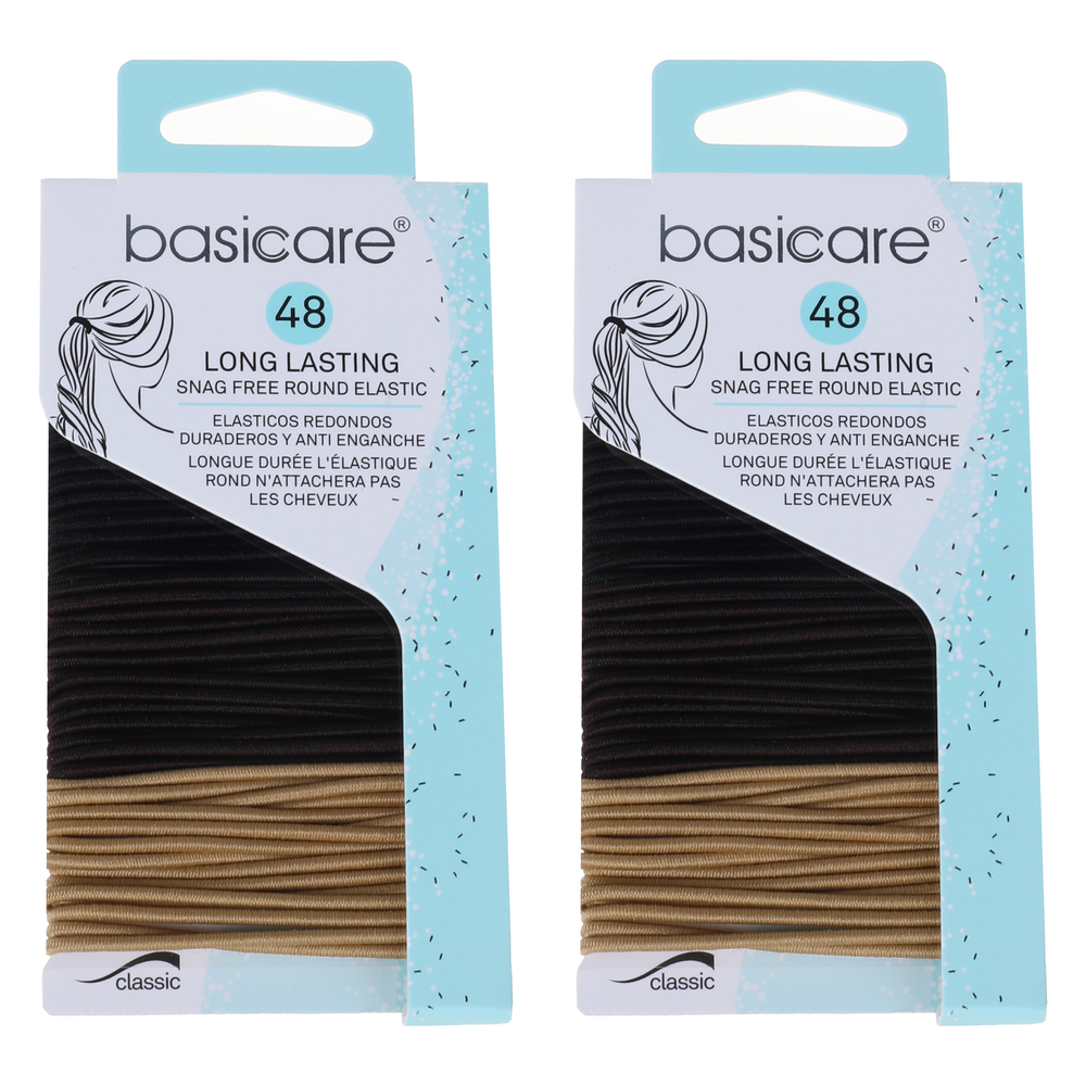 Basicare Multi Color Elastic Hair Bands Pack of 48 2mm Snag Free x 2