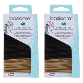 Basicare Multi Color Elastic Hair Bands Pack of 48 2mm Snag Free x 2