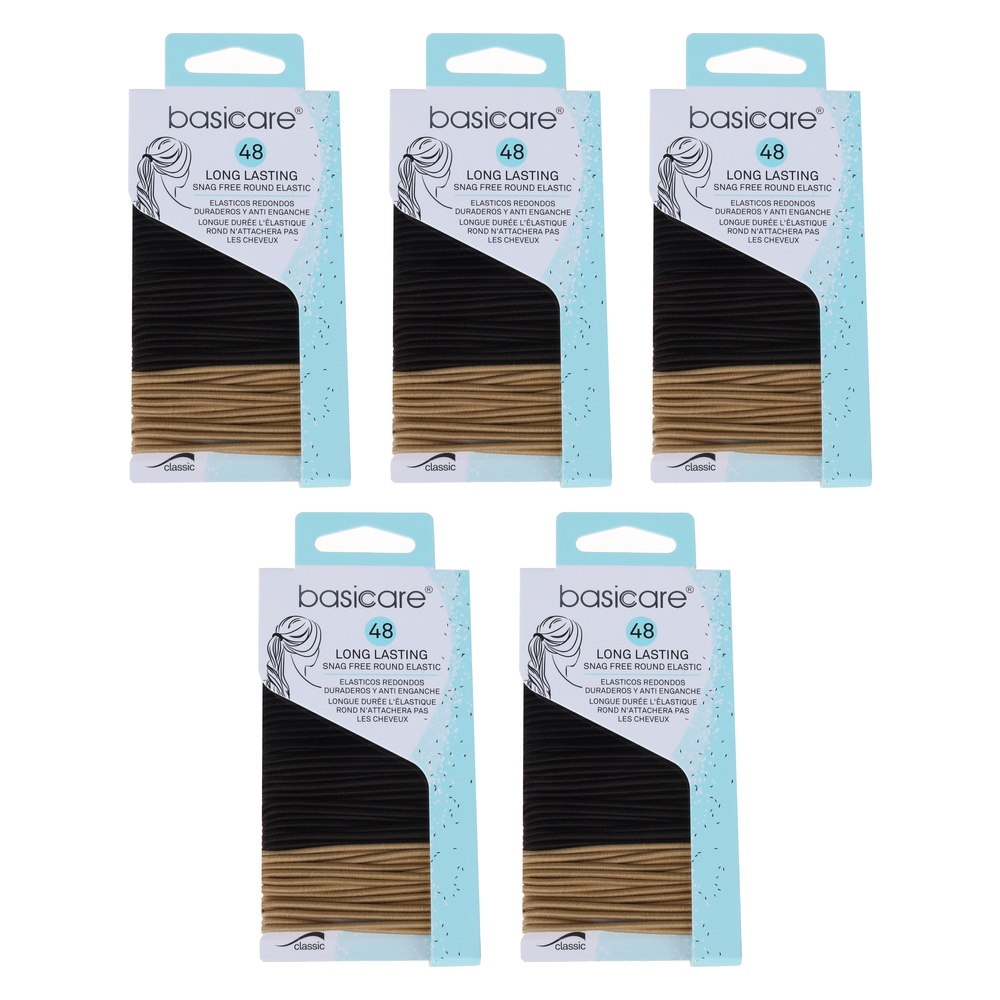 Basicare Multi Color Elastic Hair Bands 48 Pack Bundle of 5