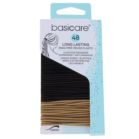Basicare Multi Color Elastic Hair Bands Pack of 48 2mm Snag Free