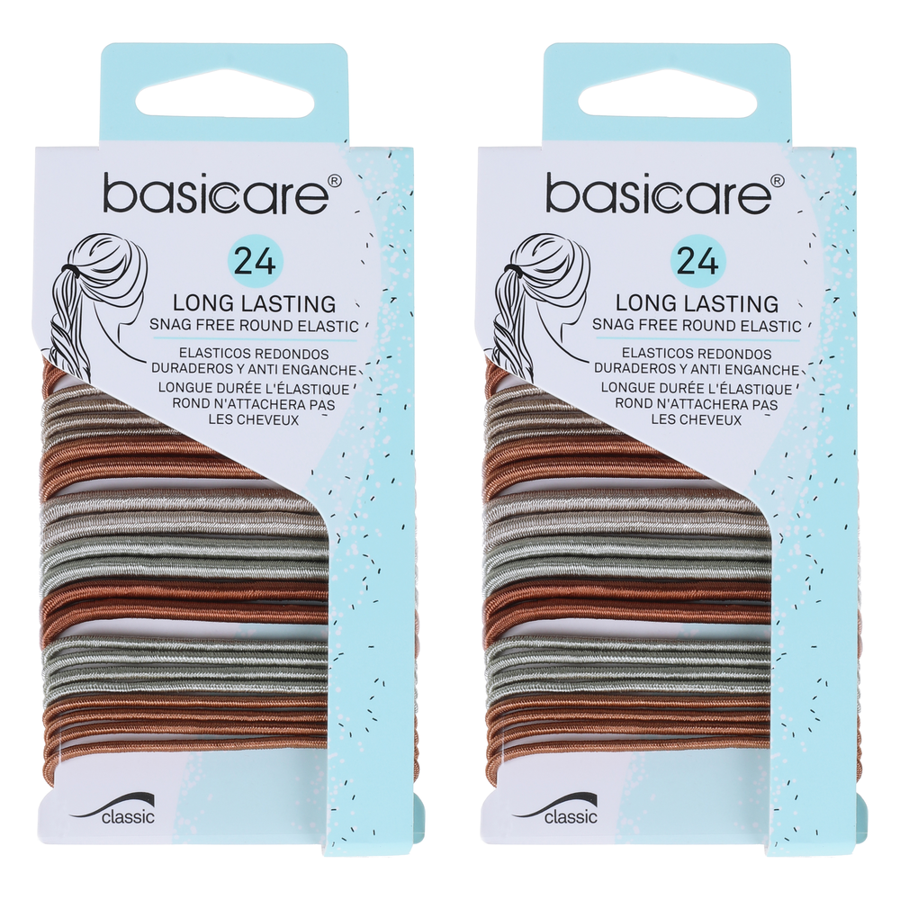 Basicare Metallic Round Elastic Hair Ties 24pcs Durable Snag Free x 2
