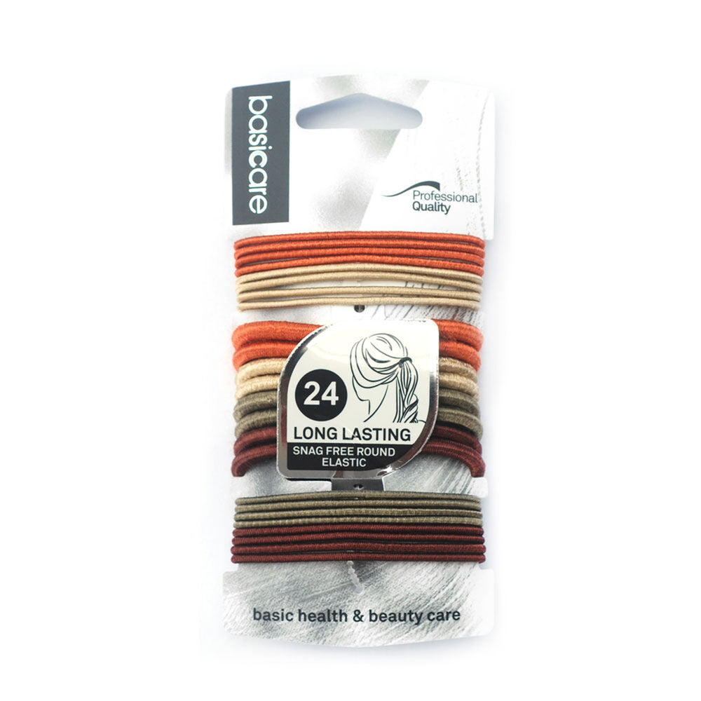 Basicare Round Elastic Hair Ties Metallic 24pcs