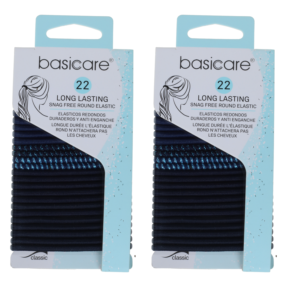 Basicare Round Elastic Hair Ties 22pcs Strong Stylish Snag Free x 2