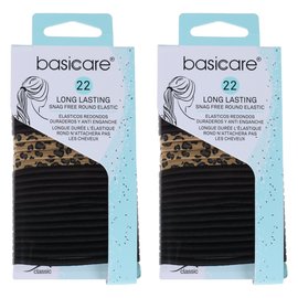 Basicare Round Elastic Hair Ties 22pcs Leopard Design Strong Snag Free x 2
