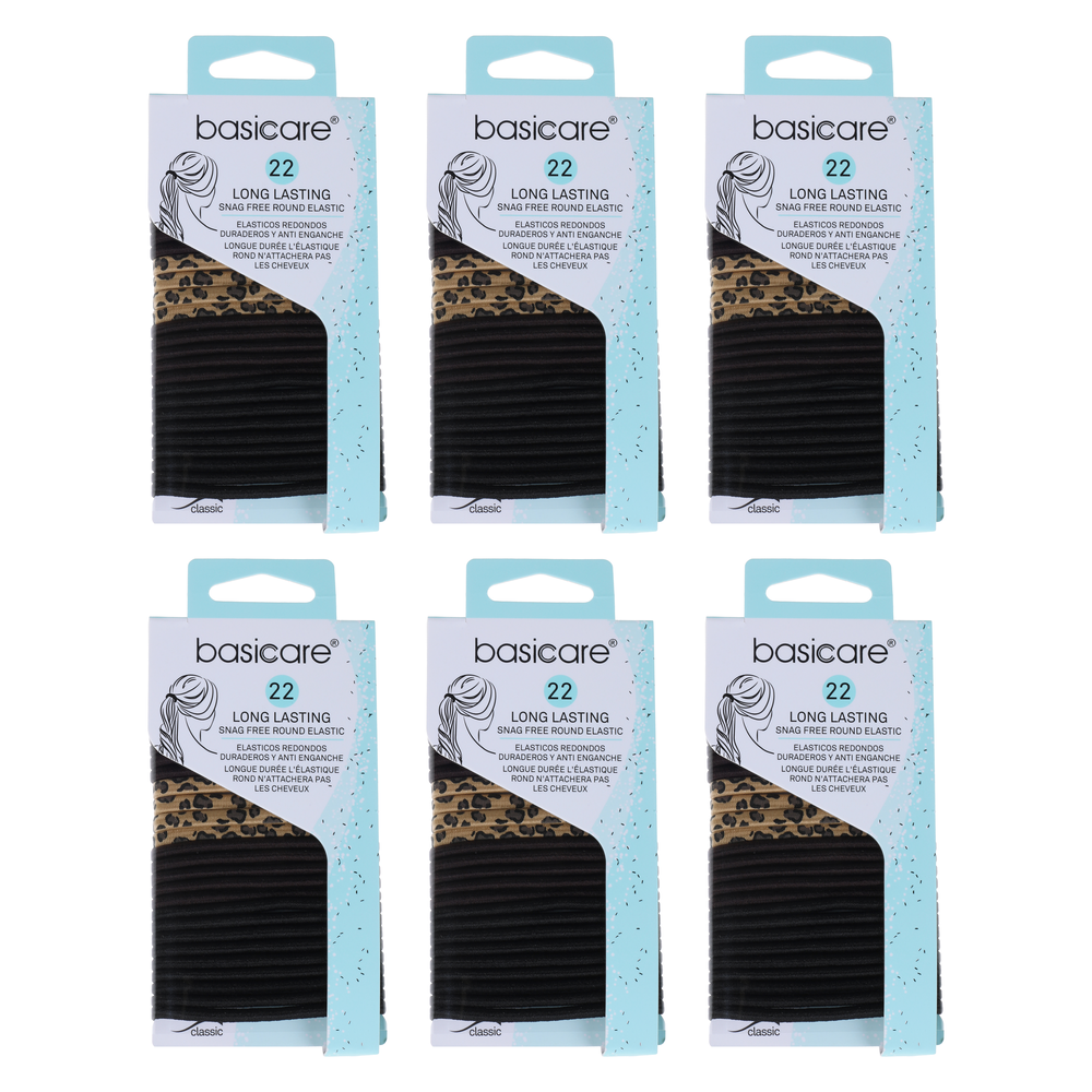 Basicare 26pc Round Elastic Hair Ties Pack Bundle of 6 Leopard Design