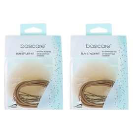 Basicare Bun Styler Kit Blonde S/M Hair Elastic And Bobby Pins Secure Hold x 2