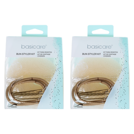 Basicare Bun Styler Kit Blonde M/L Hair Elastic And Bobby Pins Secure Hold x 2