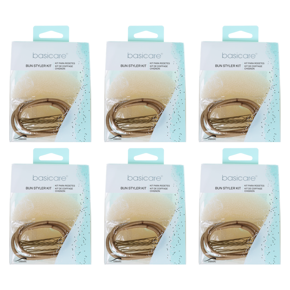 Basicare Bun Styler Kit Blonde M L Bundle of 6 With Elastic and Bobby Pins