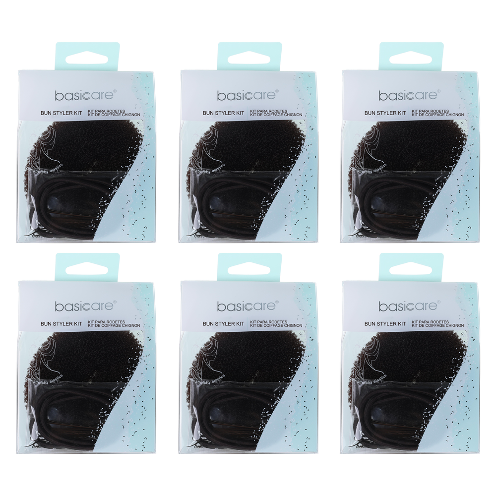 Basicare Bun Styler Kit Brown M L Bundle of 6
