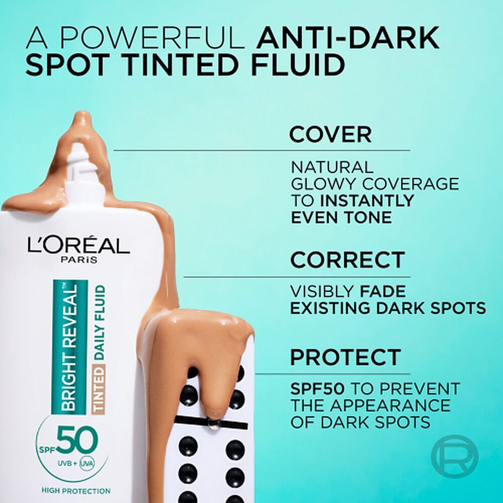L'Oreal Paris Bright Reveal Tinted Daily Fluid SPF 50 Medium 50mL