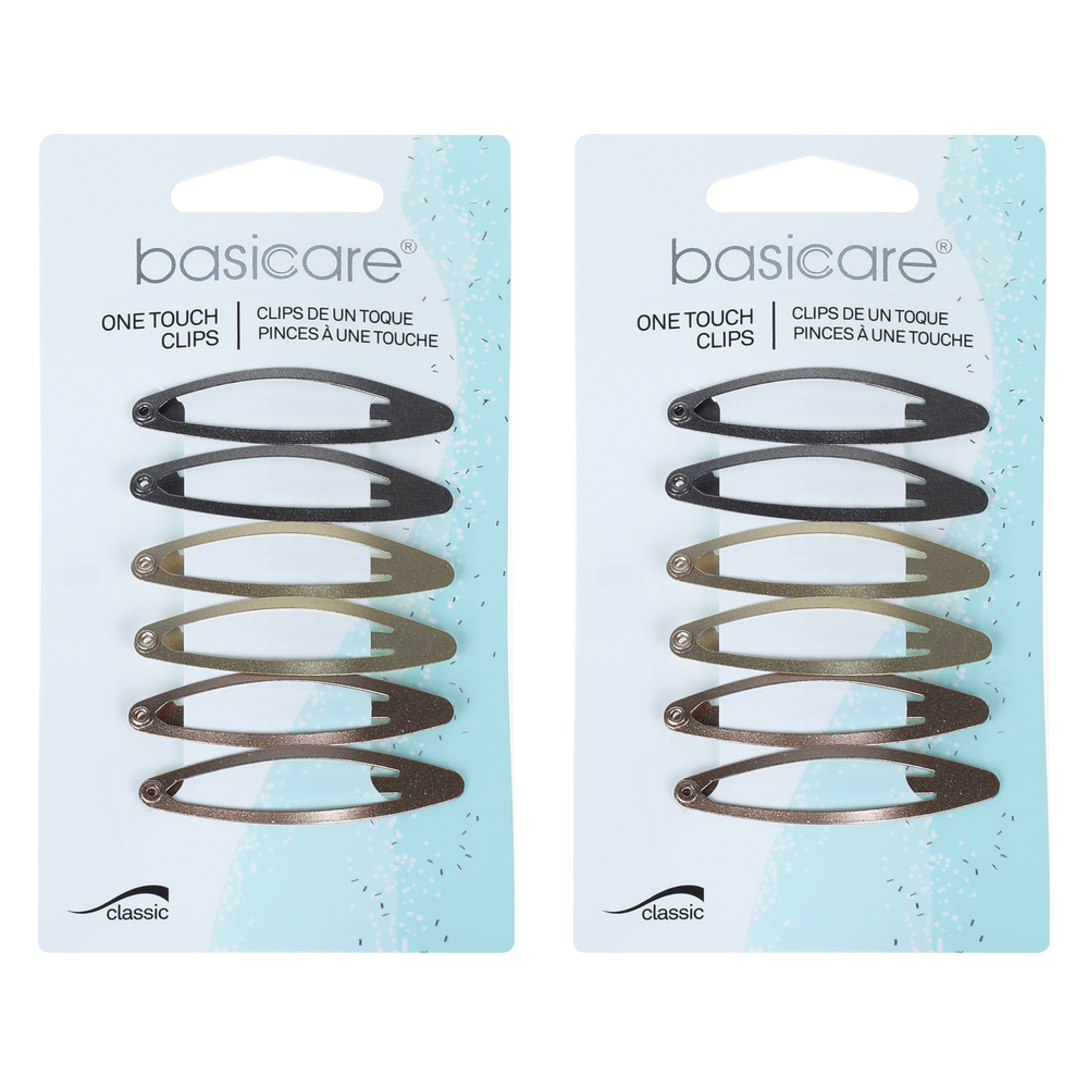 Basicare Snap Hair Clip Pack of 6 Secure Hold Versatile Hair Accessories x 2