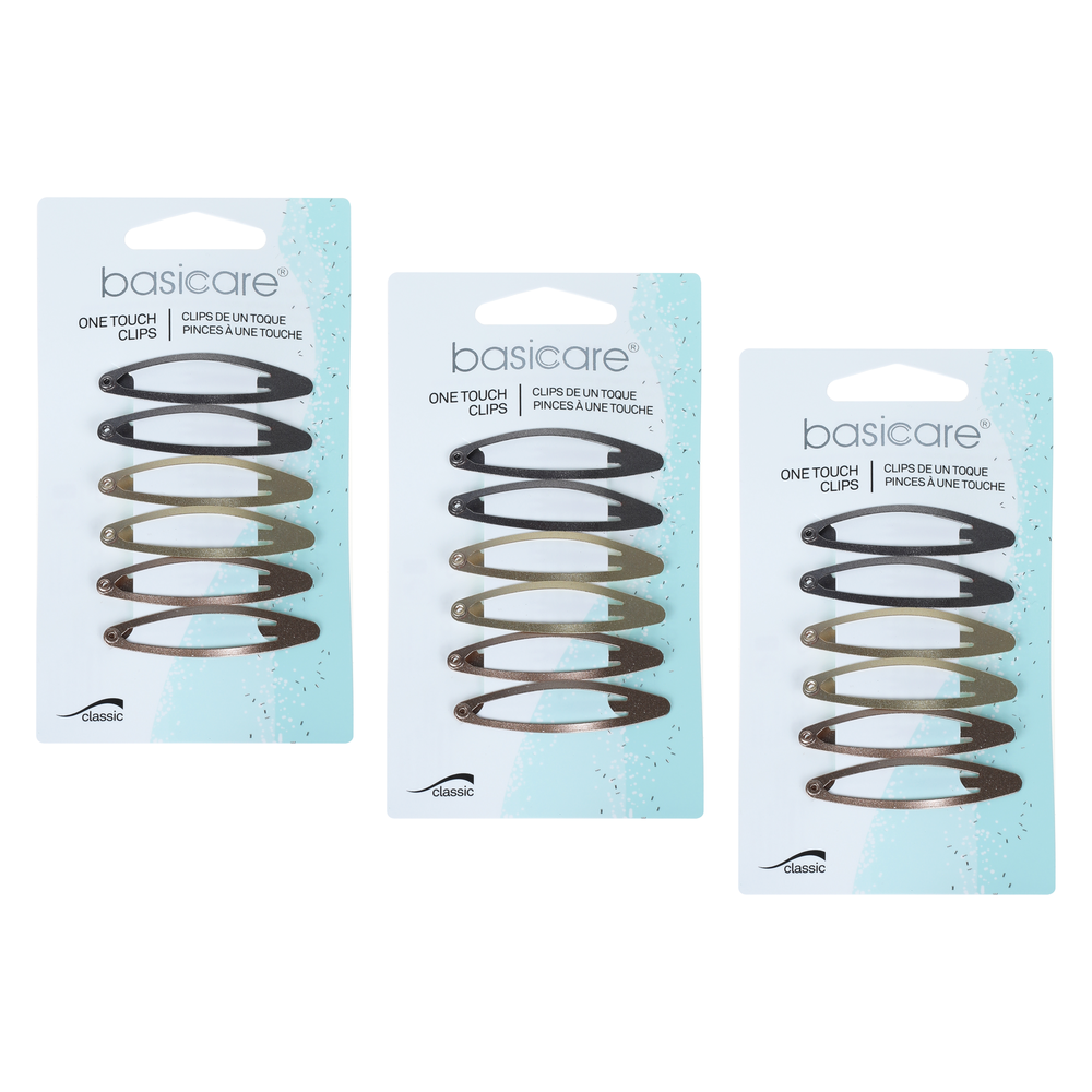 Basicare Snap Hair Clip Bundle Pack of 3 Secure Hold Hair Clips