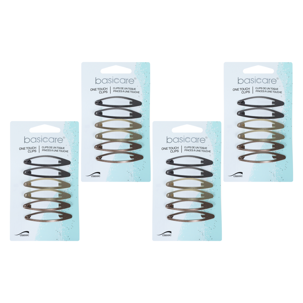 Basicare Snap Hair Clip 4 Pack Bundle Secure Hold Hair Clips